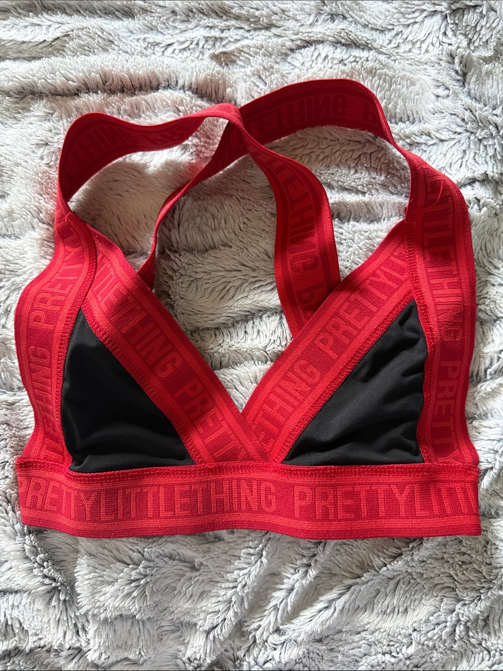 PrettyLittleThing Red & Black Bralette